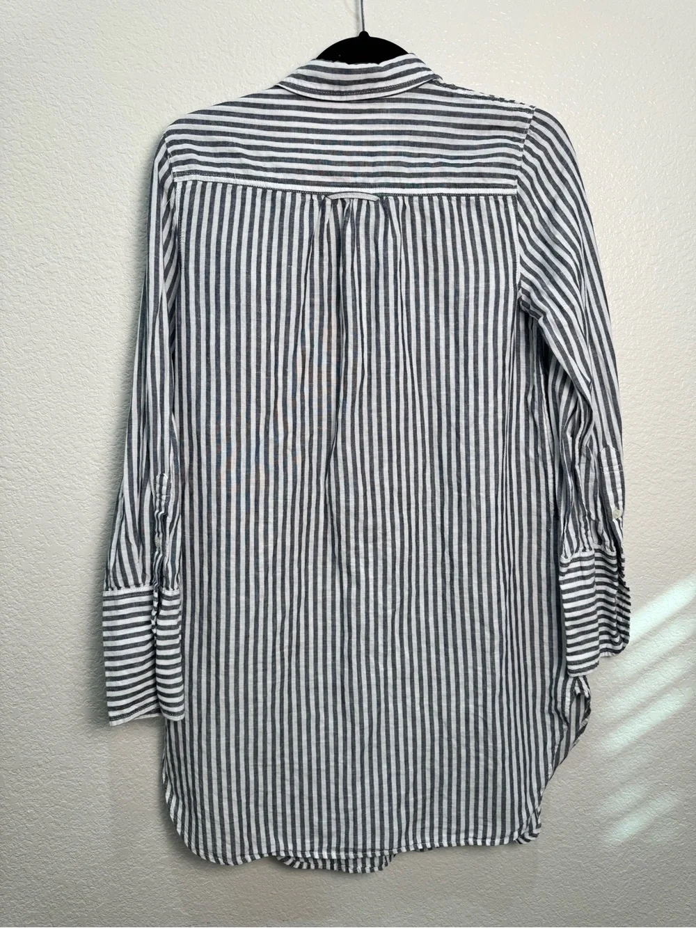 J.Crew Beachwear Womens S Linen Cotton Striped Tunic Shirt Button Down AV054